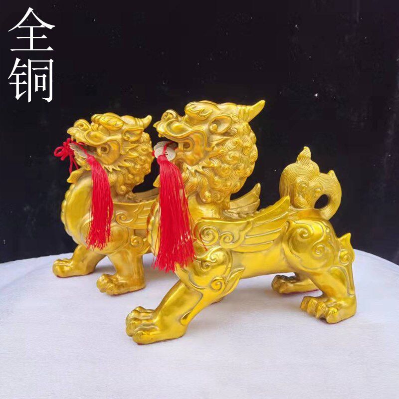 纯铜貔貅摆件一对招财镇s宅聚财客厅办公室店铺家居玄关皮丘独角