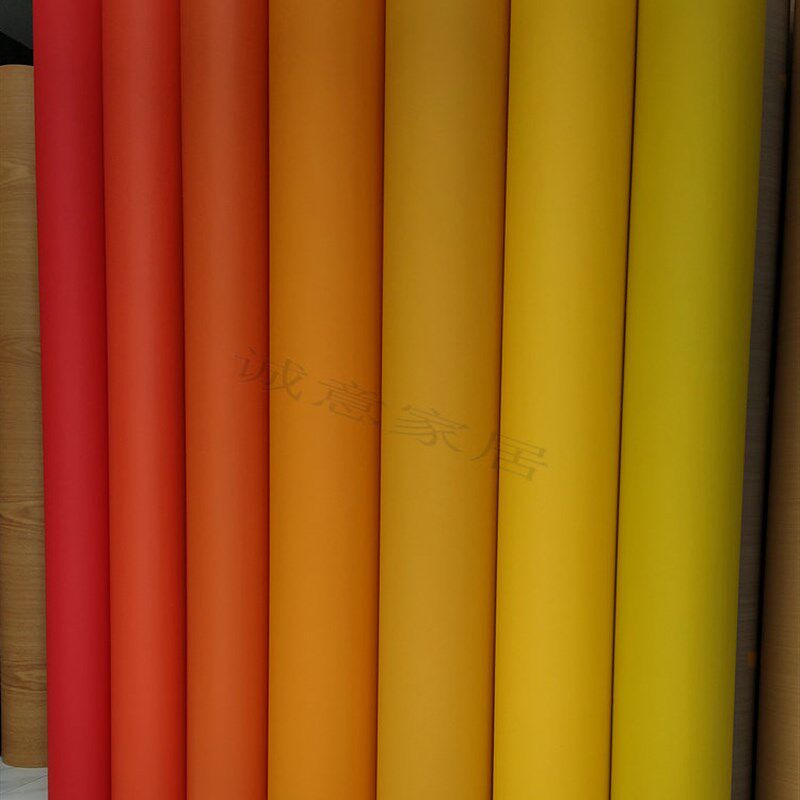 加厚纯色波音软片桔黄色家u具翻新贴纸黄色展柜改色膜自粘家私宝