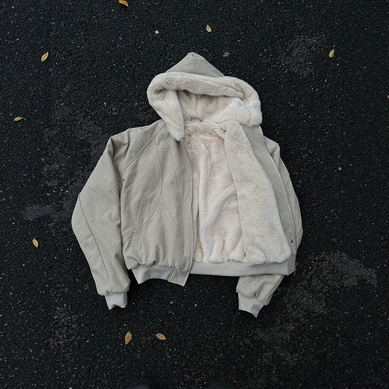 PMY 座山雕加绒加厚外套男cleanfit重磅帆布做旧水洗棉服夹克