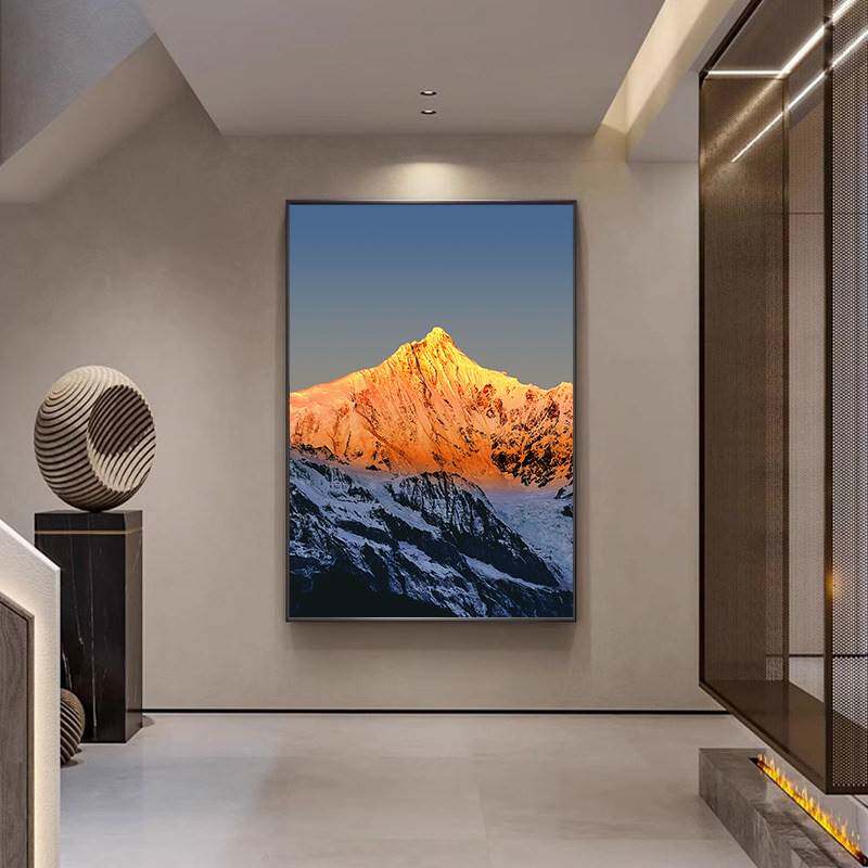 照金山客厅装饰画关背靠金玄山日高级感挂画走廊过日照金山道壁靠