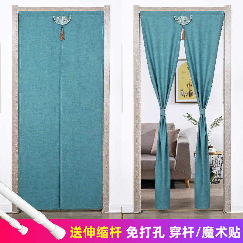 门帘布艺隔断帘空调家用免打孔卧室挡风卫L生间厨房试衣间厕所挂