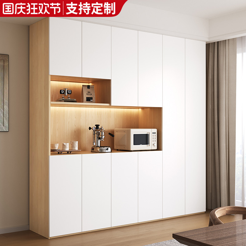 全实木餐边柜定制现代n简约酒柜 靠墙一体多功能水吧台实木生态板