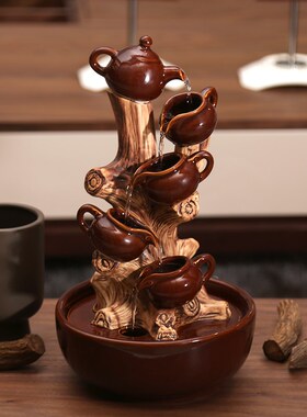 创意客厅茶几电视柜招财流水摆件办公室收银台开业礼品陶瓷装饰品