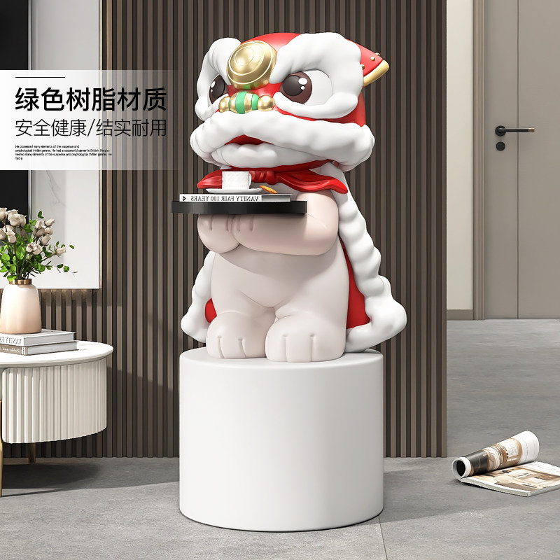 国潮醒狮大型落地摆件舞狮开业礼物客厅电视柜沙发旁装饰乔迁礼物