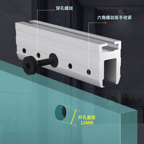 电动自动门无框玻璃感应门门夹免打孔长门夹打孔吊夹加厚铝合金夹