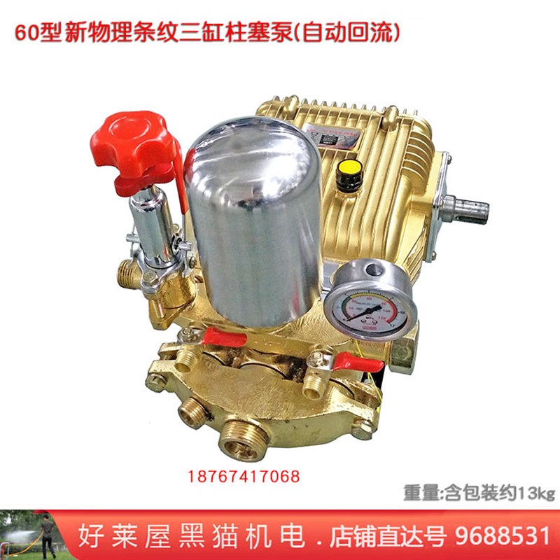 60型三缸柱塞泵进水带回水自动回流 农用喷雾器 园林打药机