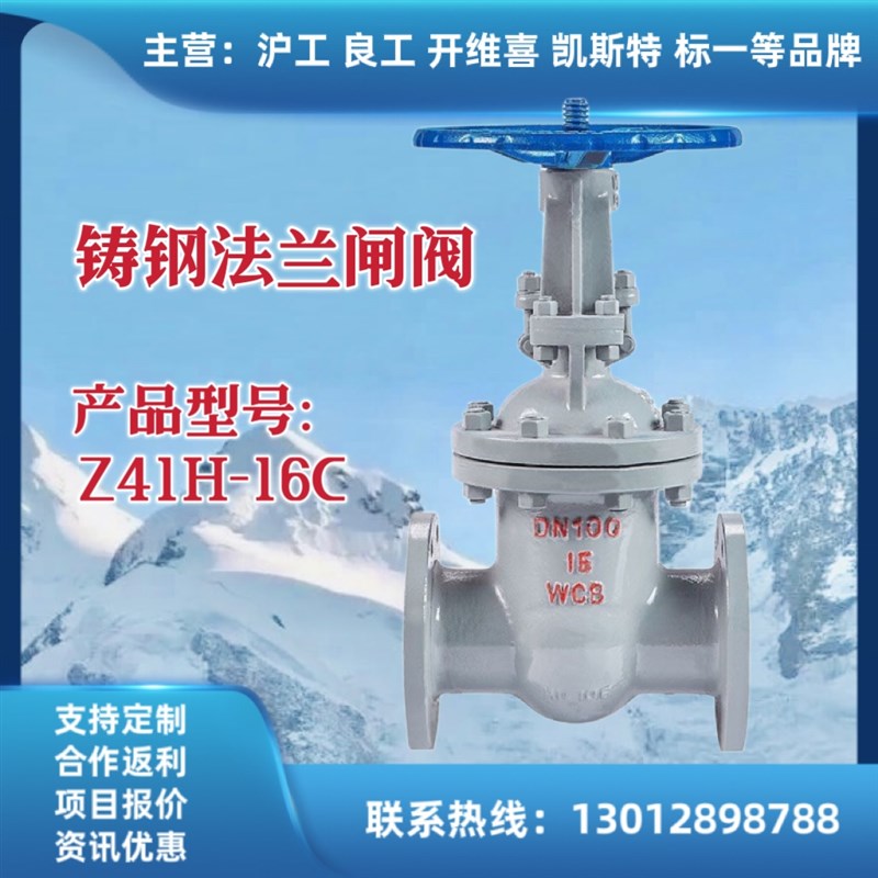 上海沪工良工开维喜精工标一铸钢法兰闸阀Z41H-16C/Z45H-16C阀门