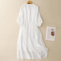 Real photos of a new style of white ramie loose, wide-swing dress, artistic long dress, vacation-style dress and flowing beach dress thumbnail 2