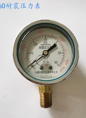 无锡糜氏油压表YN60耐震抗震压力表YK60充油压力表60mpa/M141.5