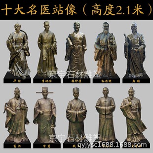 玻璃钢十大名医雕塑仿铜皇甫谧宋慈钱乙叶天士雕像中医文化摆件