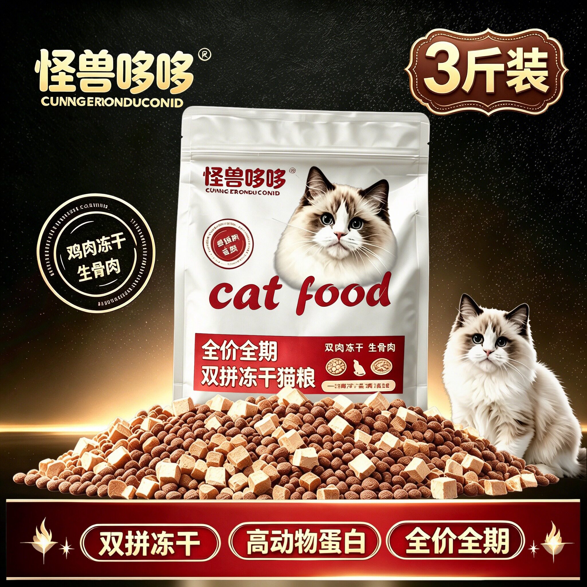 怪兽哆哆全价全期猫粮冻干双拼鸡肉生骨肉全阶段通用猫咪主粮图片