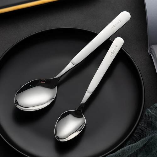 onlycook食品级1810不锈钢勺子小汤勺长柄实心勺家用儿童饭勺餐具