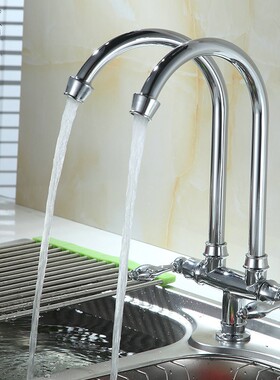双管双出水厨房水龙头入墙式双头单冷洗菜盆笼头双开水槽碗池龙头