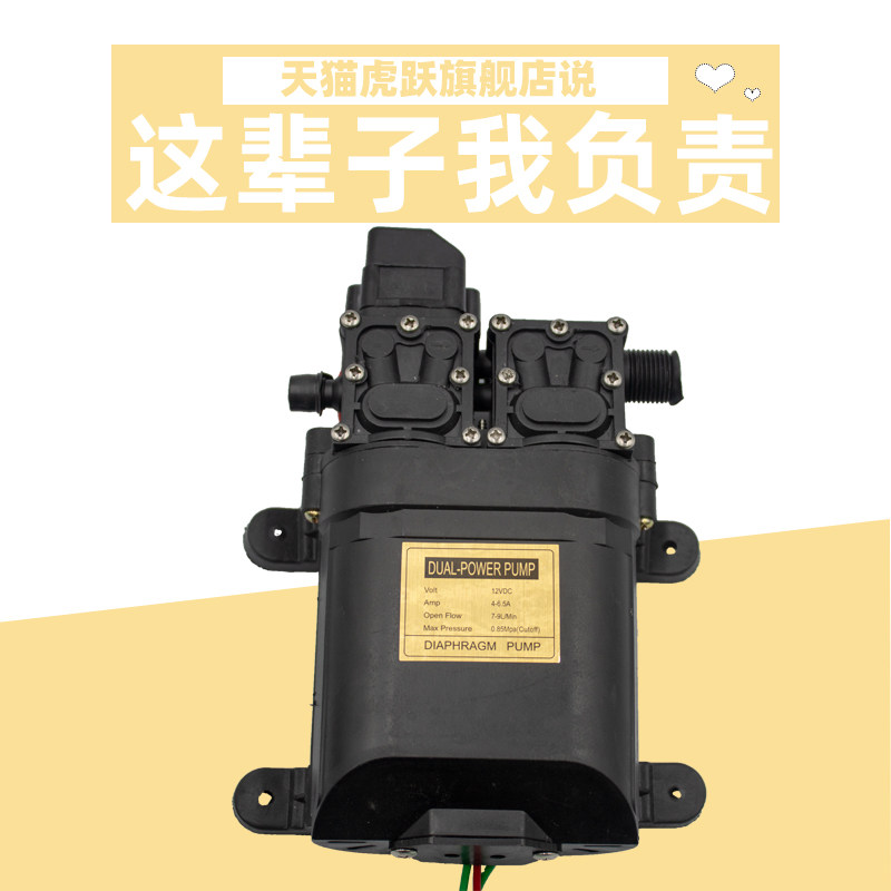 虎跃电动喷雾器高压水泵12v双泵充电水泵大功率隔膜泵双核打药泵