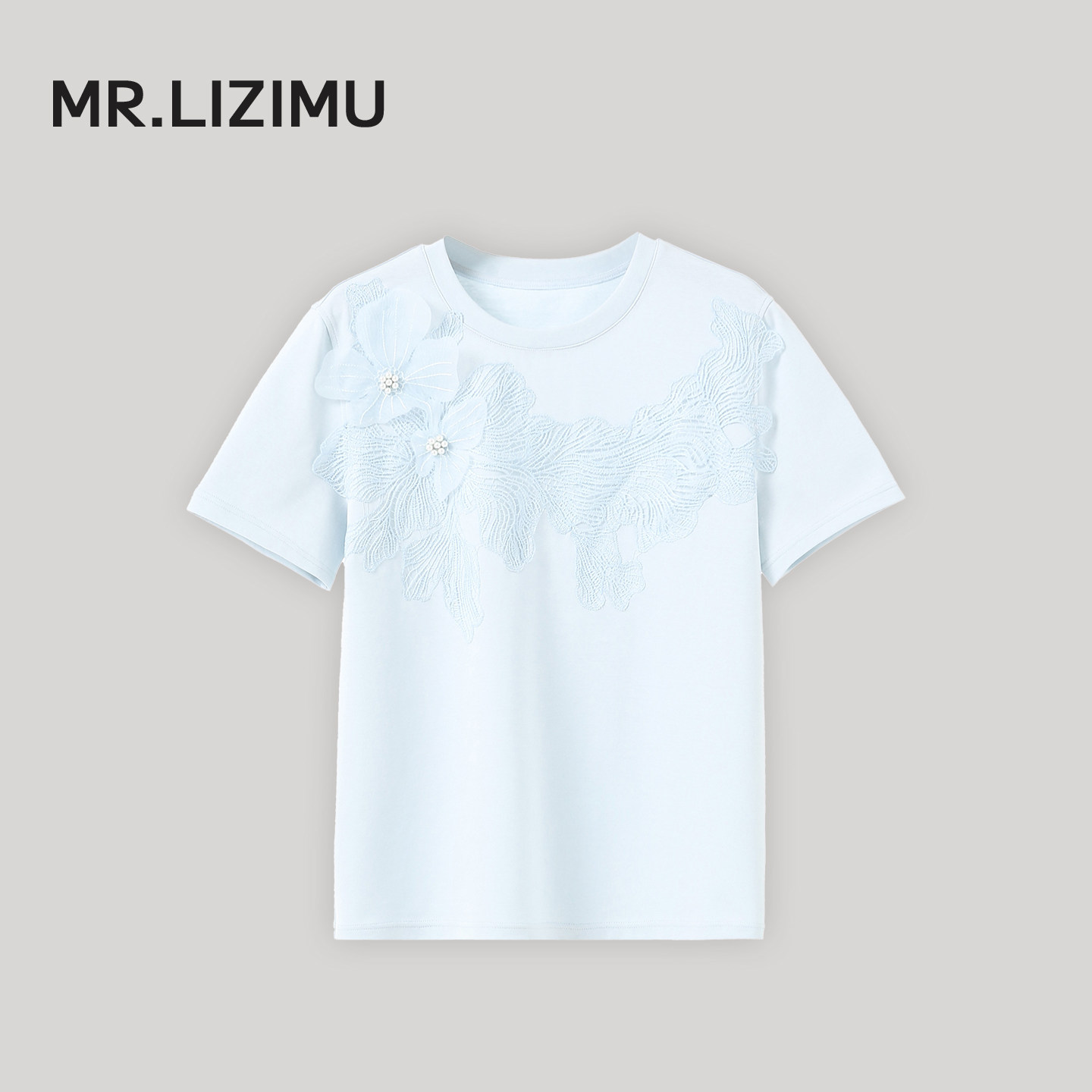 李子木先生立体刺绣短袖蕾丝T恤女2026夏季温柔百搭显瘦减龄上衣