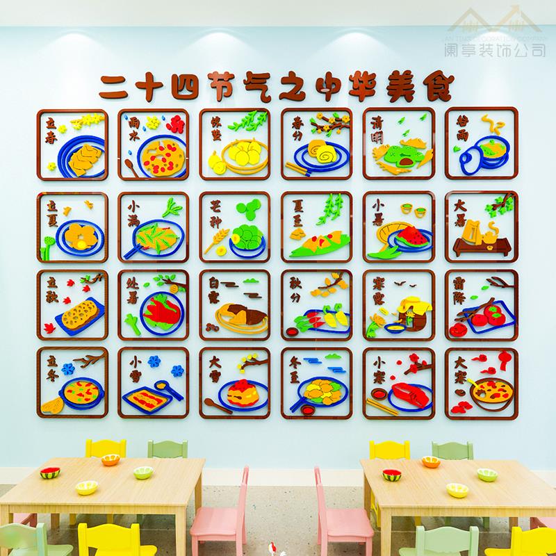 幼儿园传统文化装饰贴纸二十四节气墙贴画3d立体学校教室墙面布置