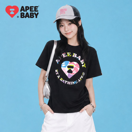 APEE2026夏季新款黑色短袖T恤女