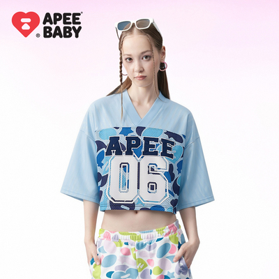 BAPE SS26 APEE by A BATHING AP猿人迷彩修身短袖短款上衣美式女
