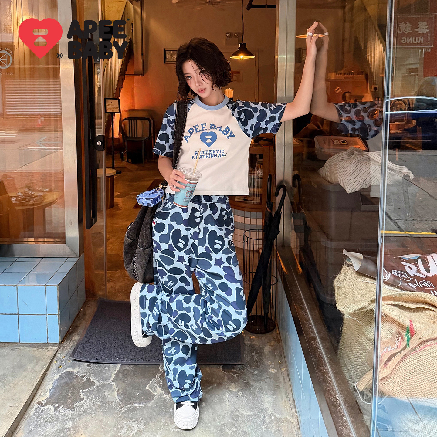 BAPE SS26 APEE by A BATHING APE迷彩休闲裤修身直筒甜辣少女风