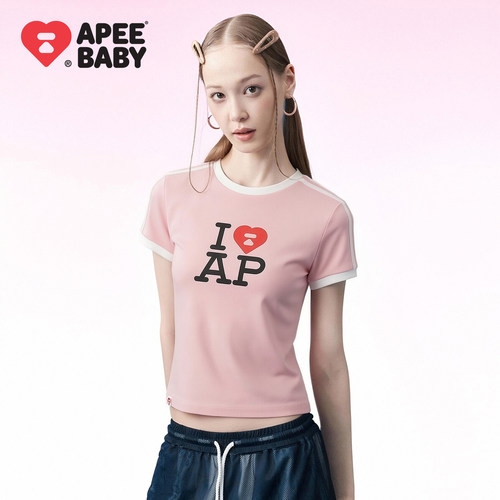 APEE修身短袖T恤百搭甜美辣妹