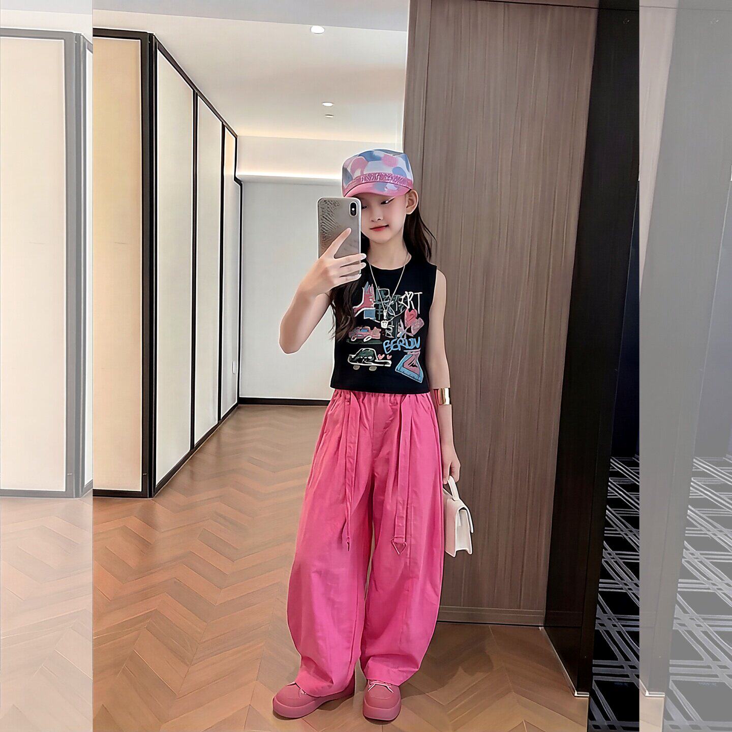 女童夏装套装韩系涂鸦背心彩色无