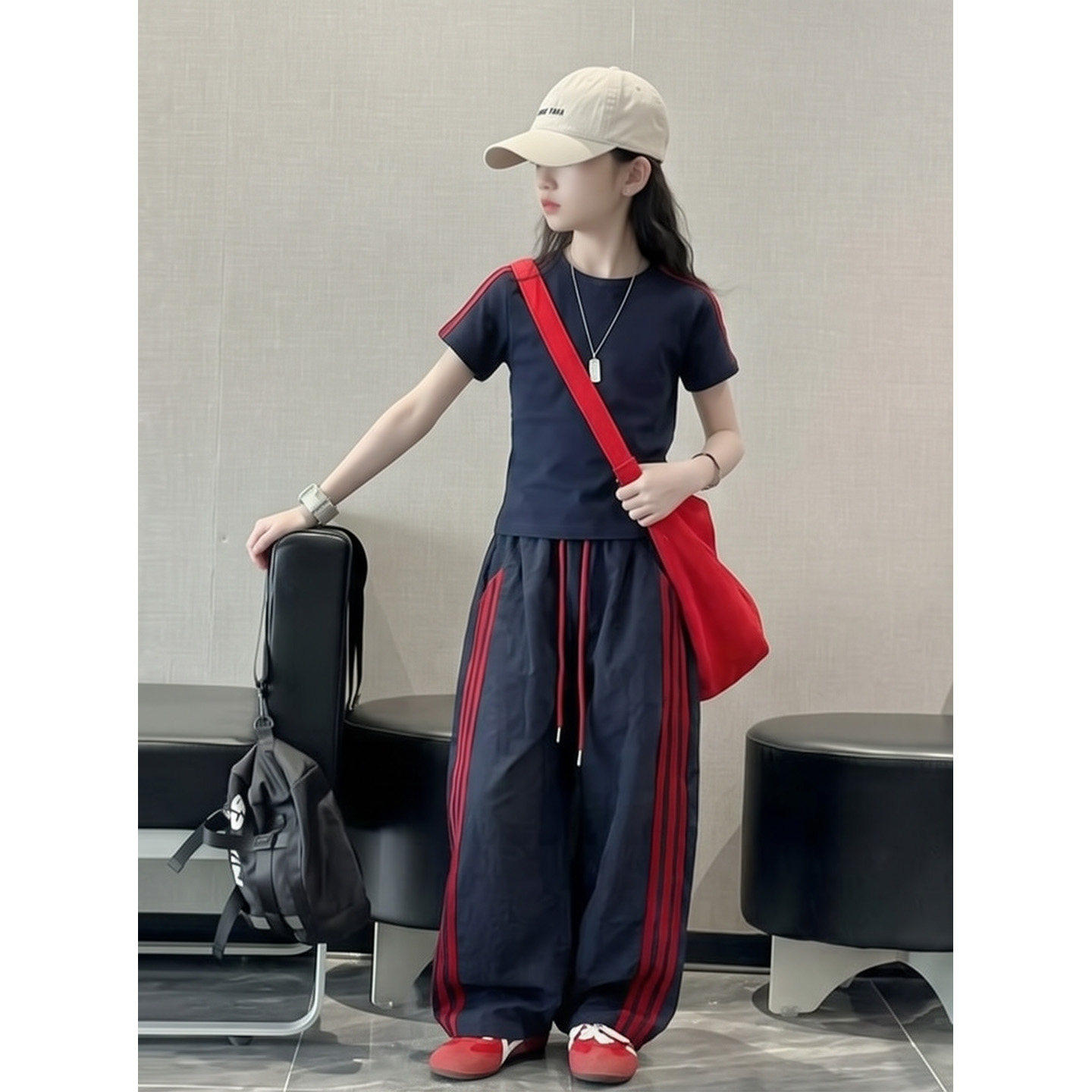 女童夏套装2026新款洋气韩系运动休闲儿童装夏季薄款短袖速干裤子