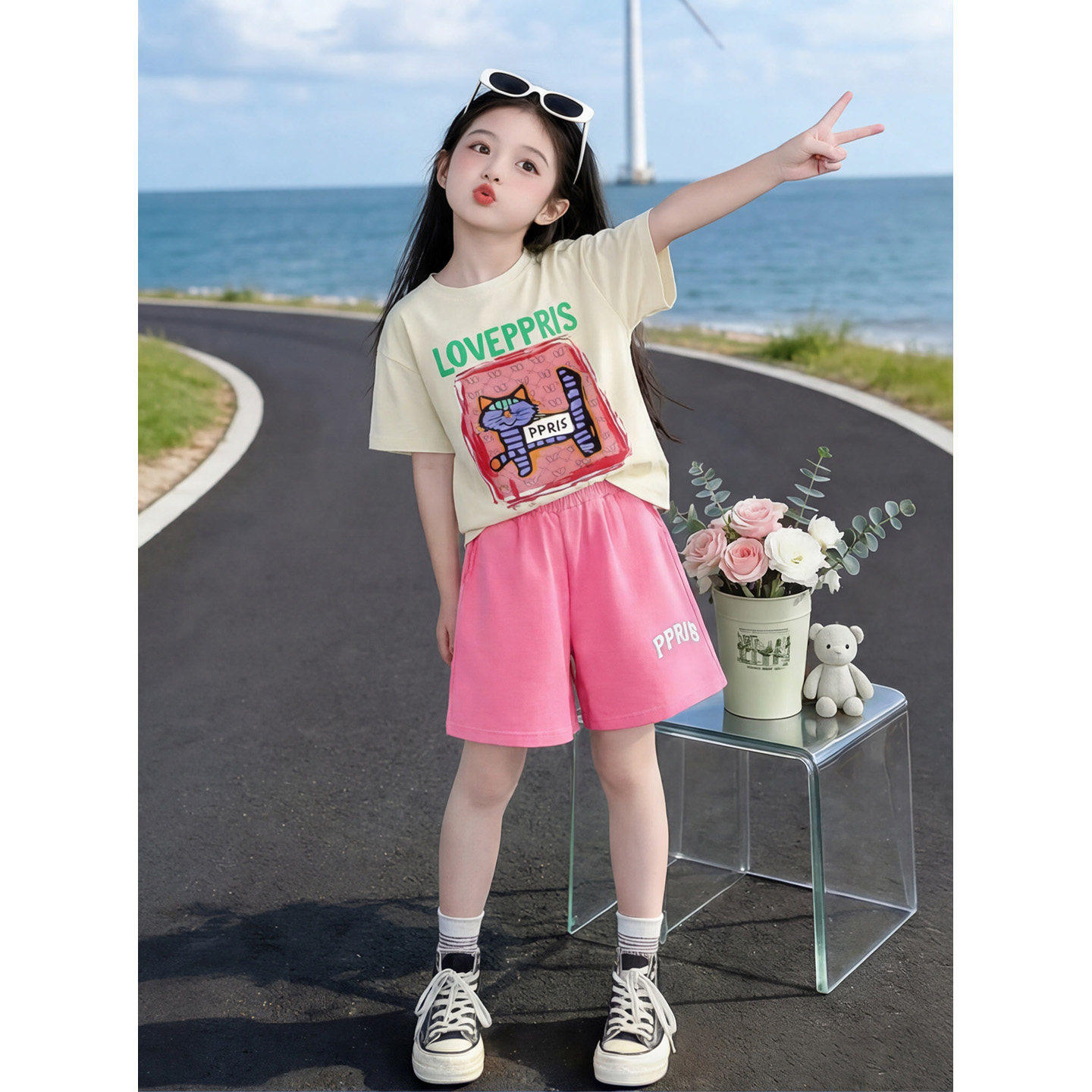 女童夏季短袖套装2026新款女大童
