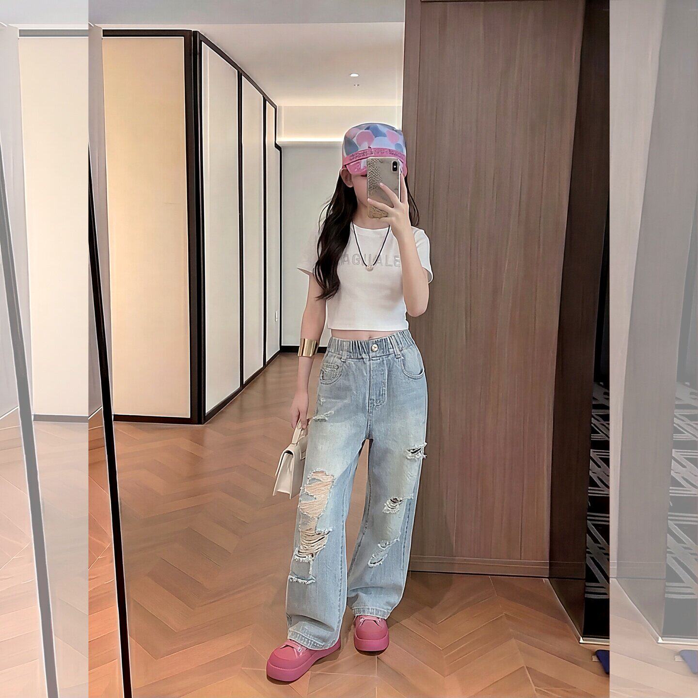 女童破洞裤子夏季薄款儿童窄版女