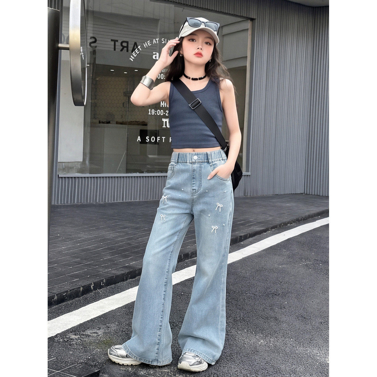 女童喇叭裤夏季薄款大童夏天休闲牛仔裤时髦洋气网红夏装儿童裤子
