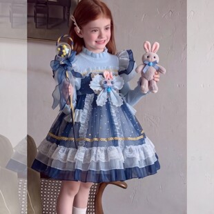 女童朱迪公主裙秋冬款毛衣连衣裙儿童兔子警官洛丽塔生日礼服裙子