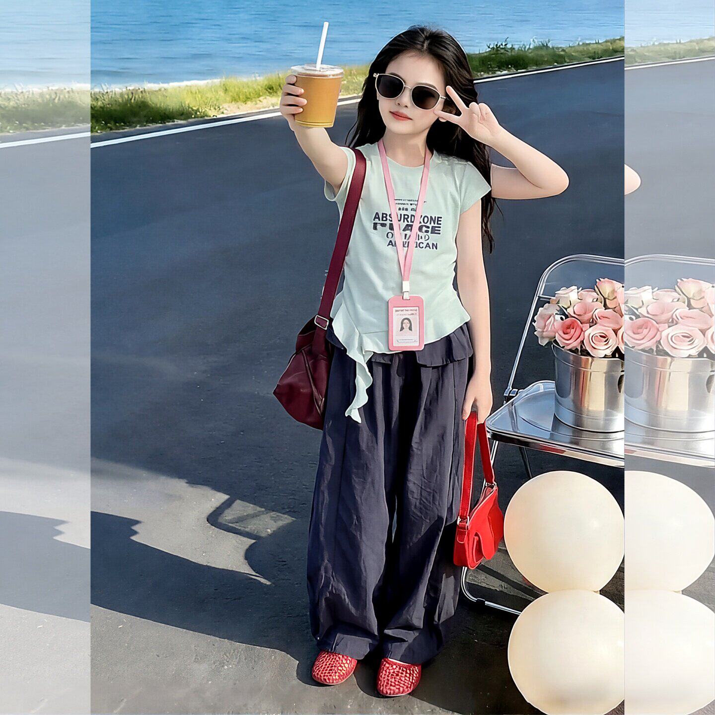 女童夏季甜酷风套装2026新款儿童