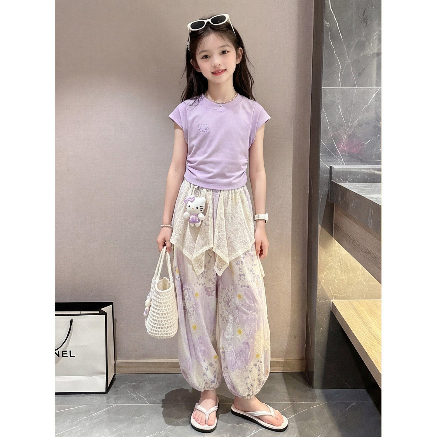 女童套装夏季2026新款彩虹两件套