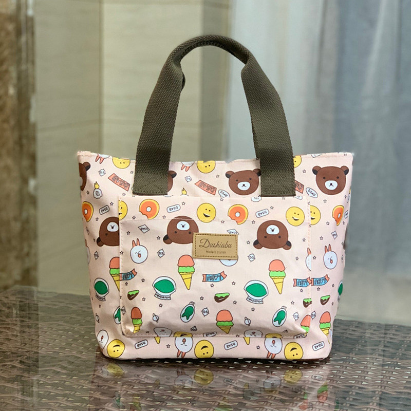 可爱通勤手提包女防水大容量饭盒袋F上班带饭便当包外出妈咪手拎