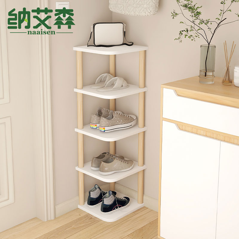 门口转角鞋架家用鞋架子实木多层入户门窄鞋架小型省W空间窄小鞋