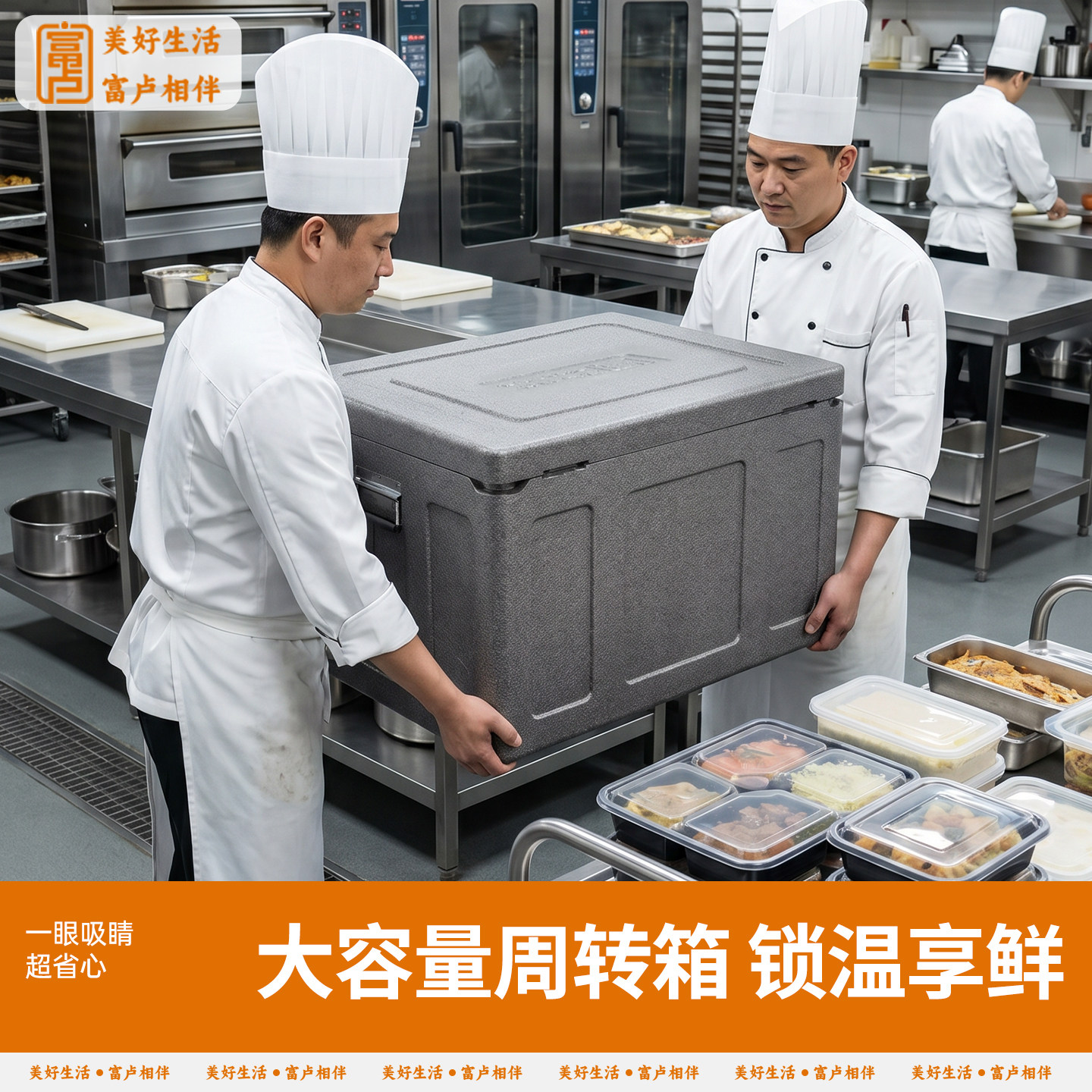 富卢EPP食品级43L-170L保温泡沫箱学校食堂送餐冷藏保热冷链运输