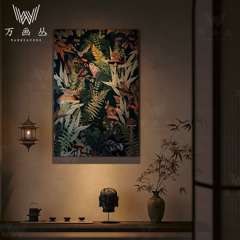 美式中古风木质高级漆画s装饰画玄关客厅餐厅茶室壁画过道走廊挂