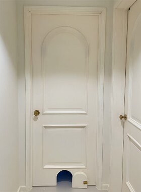 卧室门猫门d法式门白色套装烤漆卧室门下方宠物小门室内门平开门