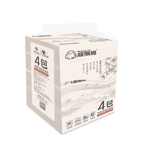 波斯猫卫生纸压花柔韧竹p浆本色厕纸 428张/包   8包31元 方包金