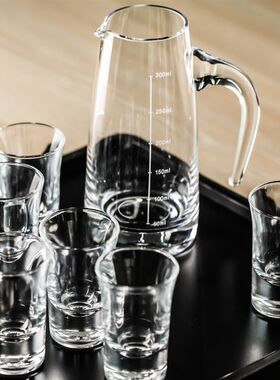 带手柄白酒分酒器玻璃小分酒壶公杯酒瓶酒M具带酒店专用刻度酒杯