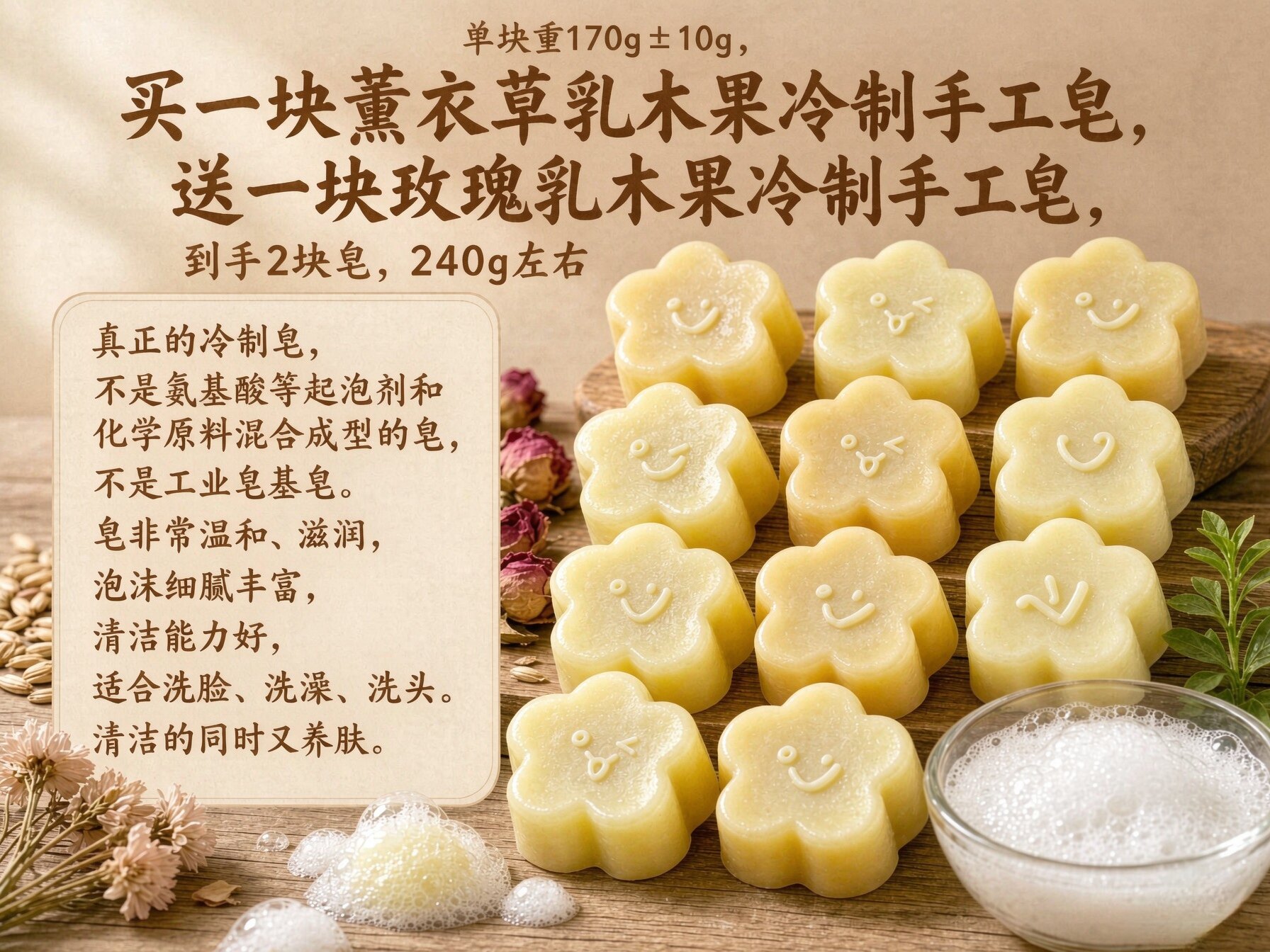 薰衣草乳木果手工冷制皂乳木果油皂手工皂