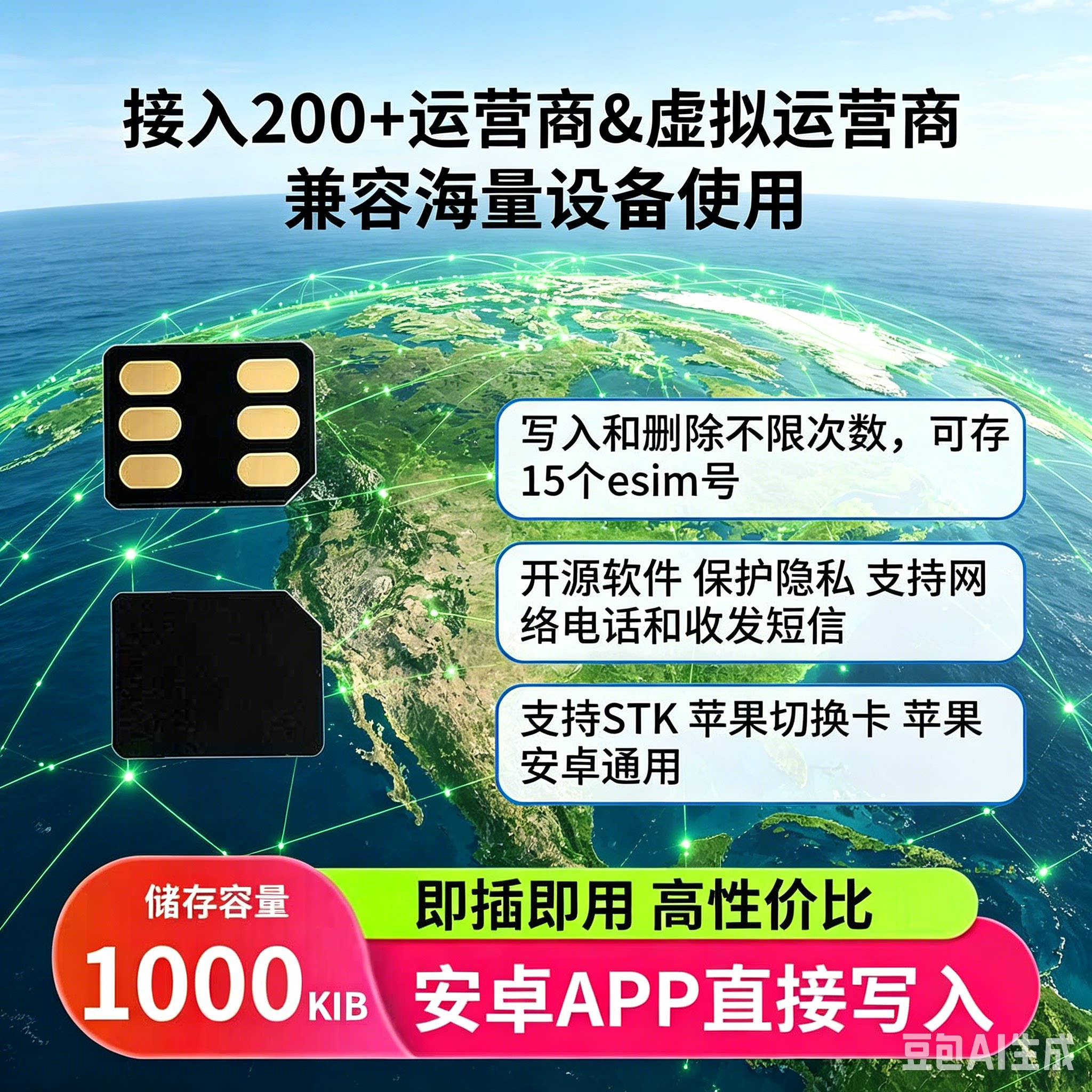 新esim卡智能ios切换卡安IC卡