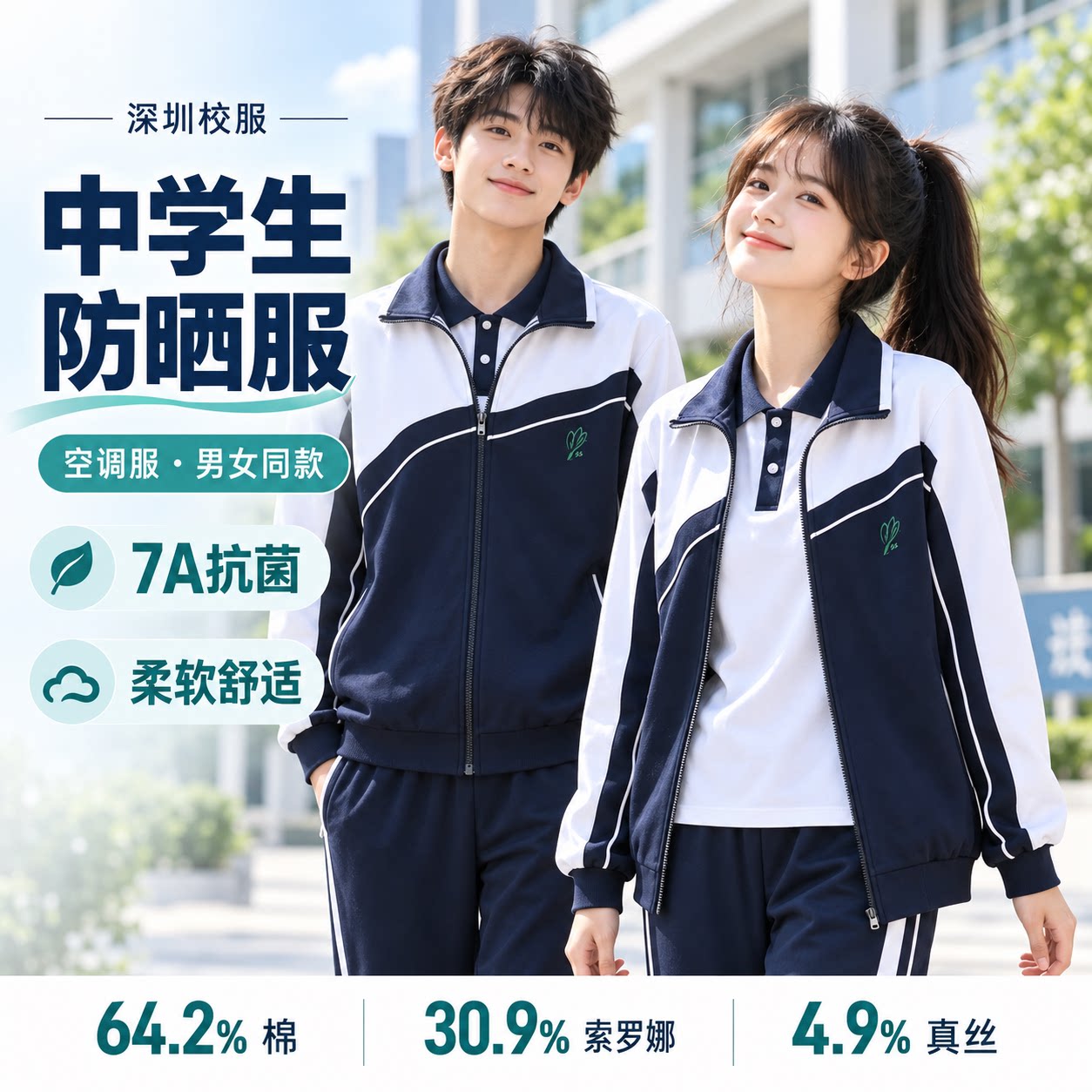 深圳校服中学生统一夏季防晒服抗紫外线室内防空调冷气轻薄透气衣