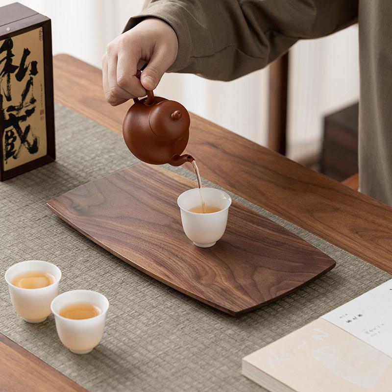 黑胡桃木托盘日式咖啡茶具干泡盘家用商用长方形木质下午茶甜品盘