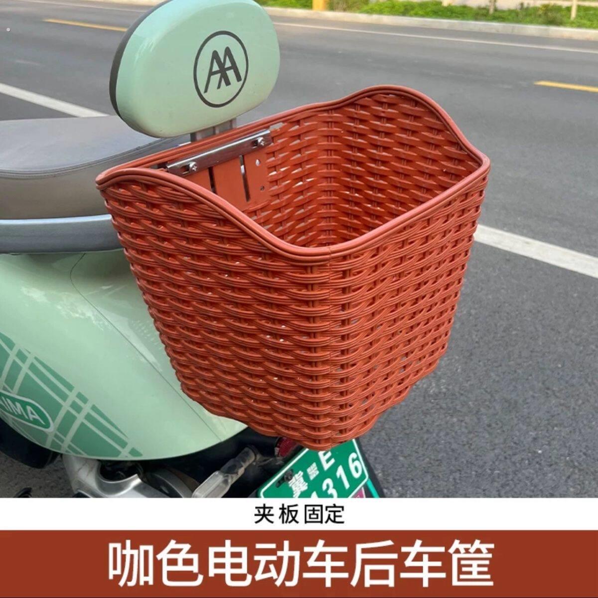 电动车后置车筐电动摩托车后尾挂篮置物神器车篓后用靠背菜篮子