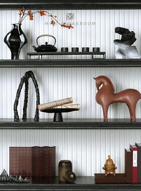 样板间装饰品组合中式展厅样品屋展示中心道具摆设客厅书房书柜高