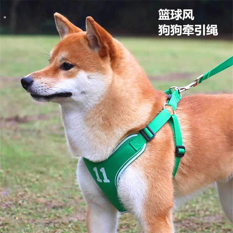 韩国狗狗牵引绳中小型犬狗绳遛狗绳夏天柴犬防勒胸背狗绳透气狗胸图片