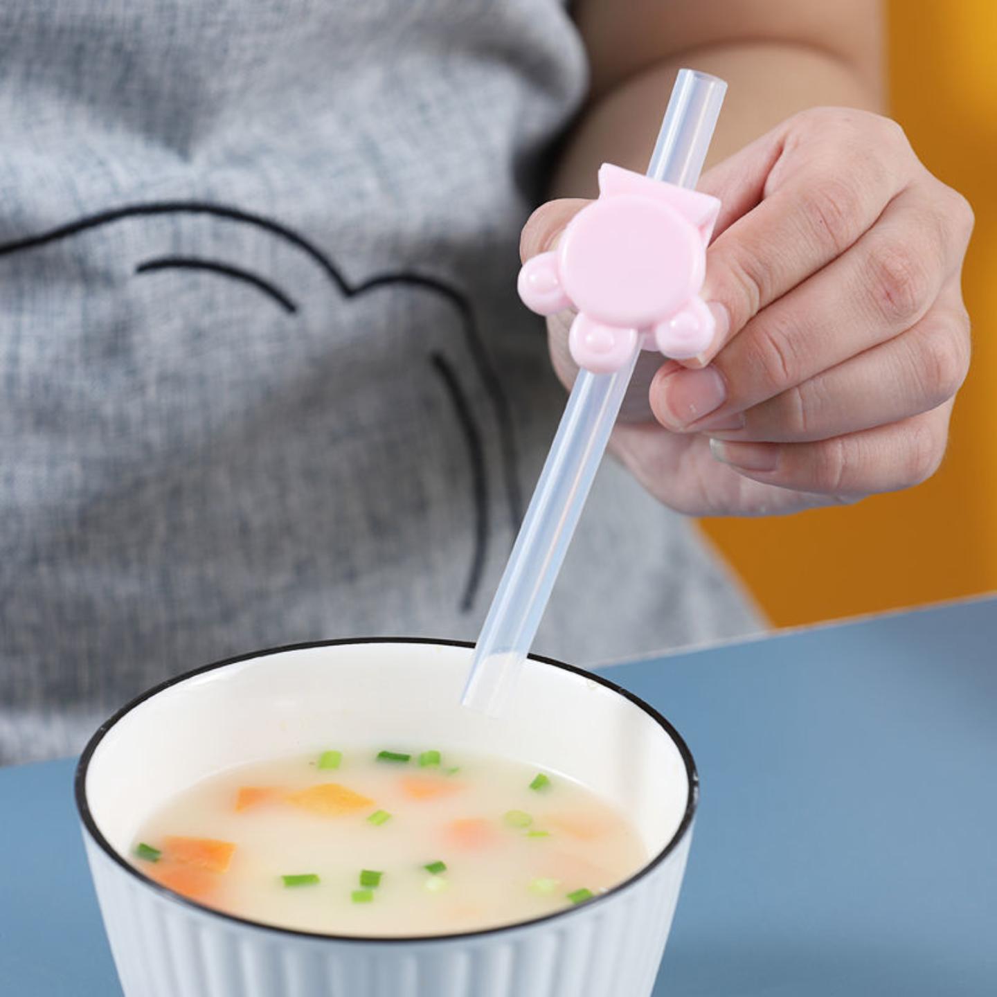 食品级硅胶软吸管宝宝喝汤水粥
