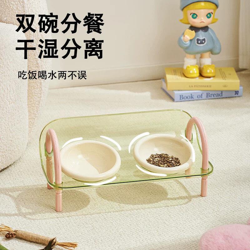 猫碗狗碗多猫宠物双碗食盆狗盆猫咪水碗防漏食可水洗碗保护颈椎