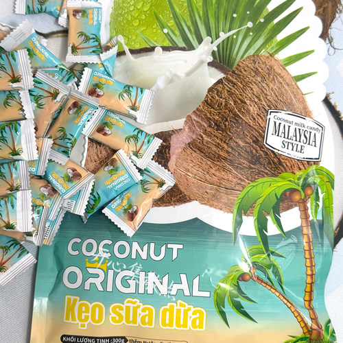 越南椰子奶糖可嚼软糖糖果特产零食300g1袋独立包装怀旧零食年货