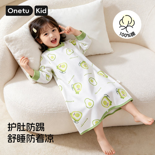 婴儿睡袋纯棉防踢被卡通家居服新生儿长袖连体睡衣夏可爱柔软亲肤